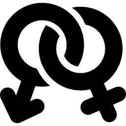 Icon depicting both female and male genders entwined together represrnting dender and sexually diverse peoples